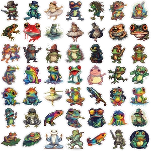 50 stickers grenouilles psychédéliques pour guitare valise décalcomanies étanches