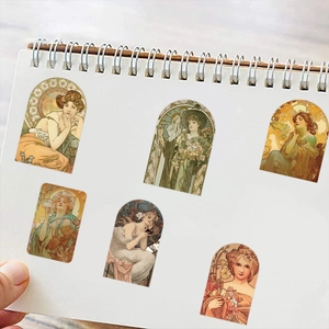 Αυτοκόλλητα Art Nouveau με κλασικά γυναικεία πορτρέτα σε σπιράλ σημειωματάριο