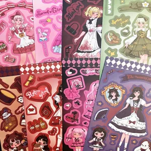Set d'autocollants Mocha Girl pour journaux DIY et coques de téléphone, thèmes de servante