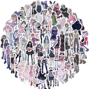 Collection détaillée de stickers fille en PVC imperméable pour décoration DIY sur PC