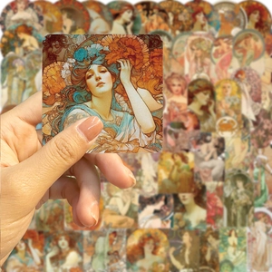 60 vintage αυτοκόλλητα Art Nouveau με κλασικές εικονογραφήσεις λουλουδιών και γυναικών