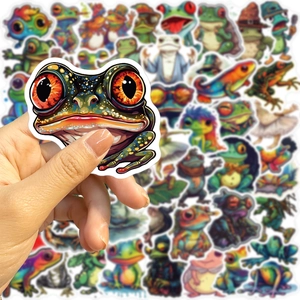 Lot de 50 stickers grenouille psychédélique étanches pour guitare et bagages