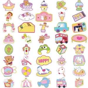 80pcs colorful cartoon amusement park stickers for laptop guitar and DIY decoration