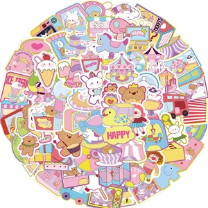 80pcs waterproof cartoon amusement park stickers for laptop guitar and DIY decoration