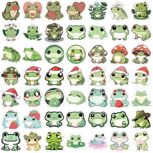 Variety of cute cartoon frog stickers for decorating laptops and water bottles