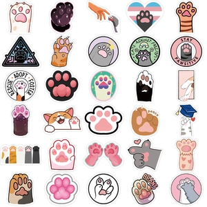 Set of 61 waterproof cartoon cat paw graffiti stickers for laptops and guitars