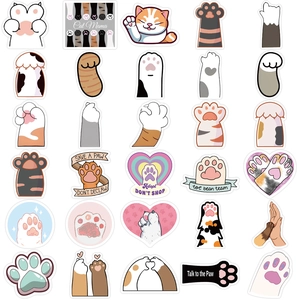 Set of 30 cute cartoon cat paw graffiti stickers for laptop and guitar decoration