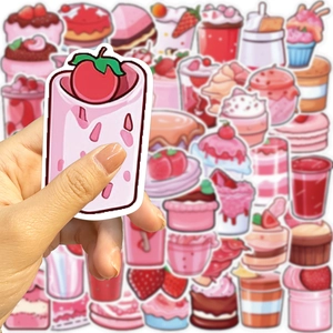 Set di 50 adesivi rosa con dessert per decorare laptop e oggetti fai-da-te