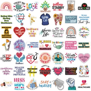Set of 52 waterproof health-themed cartoon stickers for laptops and guitar decoration