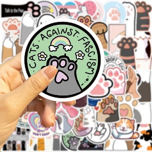 61PCS waterproof cartoon cat paw stickers for laptops and guitars with colorful designs