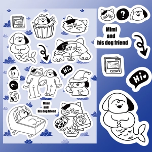 DIY Korean style Mimi and dog stickers for scrapbooking and phone case decoration