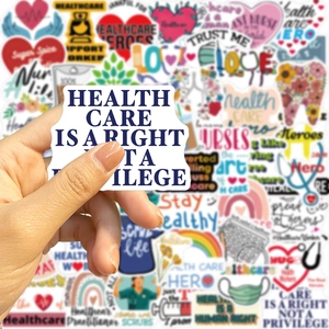 52PCS healthcare graffiti stickers with Health Care is a Right slogan for DIY decoration