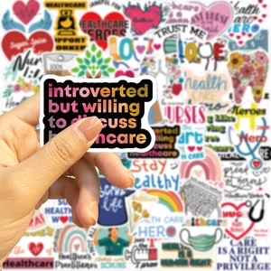 52 pieces of waterproof cartoon healthcare stickers for decorating laptops and guitars