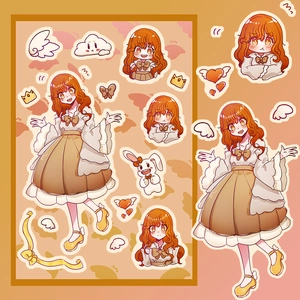 Detail view of Korean style anime girl stickers for DIY scrapbooking and phone cases