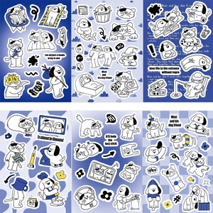 Cute DIY Cartoon Cat And Dog Stationery Stickers PVC Waterproof Decorative Decals For Journal Scrapbooking Phone Case Korean Style