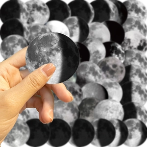 50 pieces of black and white moon phase stickers for laptop and guitar decoration
