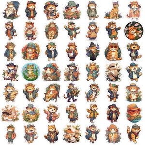 50 pieces of cartoon orange cat stickers for decorating laptops and guitars with DIY styles
