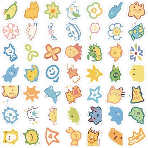 Set of 100 cute cartoon DIY stickers in macaron colors for laptops and guitars