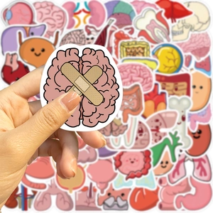 50 pieces of cute cartoon human organ waterproof stickers for laptop and guitar decoration