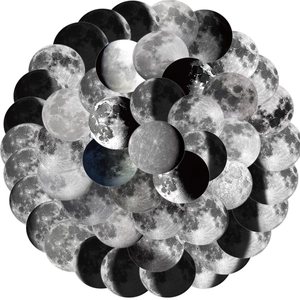 50pcs black and white moon phase stickers for laptop and guitar DIY decoration