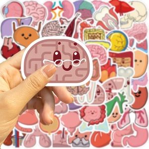 50 pieces of colorful cartoon human organ stickers for laptops and guitar decoration