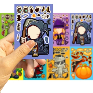 Halloween DIY-Sticker für Kinder mit Kürbis- und Hexenmotiven für kreatives Basteln