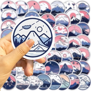 Detailed close-up of Japanese style Fuji mountain landscape stickers for DIY decor