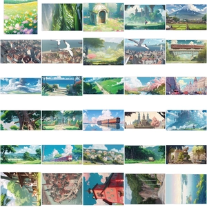 60pcs waterproof cartoon anime landscape stickers for guitars notebooks and luggage DIY