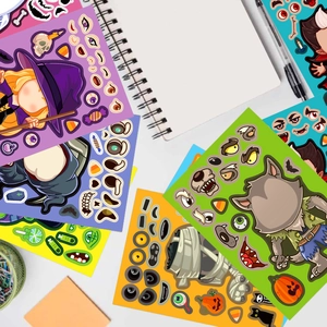 Halloween Sticker-Set zum Selbermachen mit bunten Monster-Motiven für Kinder-Bastelspaß