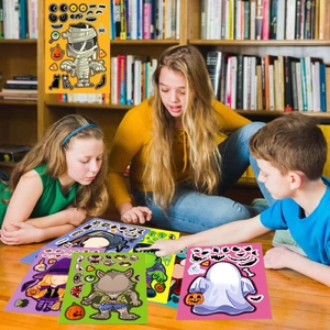 DIY Halloween Aufkleber für Kinder mit Motiven von Mumien und Hexen zum Basteln