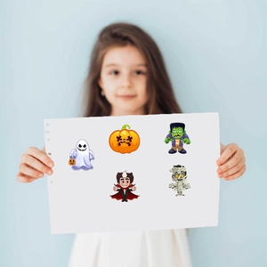 Wasserdichte Halloween-Sticker mit Kürbis, Geist und Mumie für Kinder-Bastelspaß