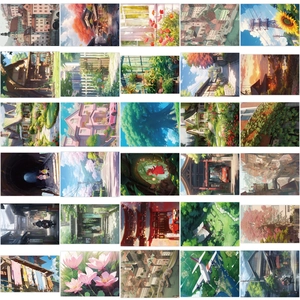 60 pieces cartoon landscape stickers for DIY waterproof laptop and luggage decoration