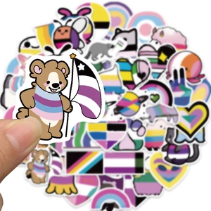 50 mixed pride theme cartoon animal stickers for laptop and guitar decoration
