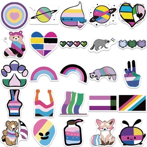 Set of 50 colorful waterproof graffiti stickers for laptops with LGBTQ+ pride motifs