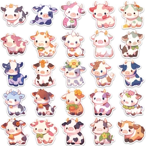 50 pieces of colorful cartoon cow graffiti stickers for waterproof laptop and luggage decor