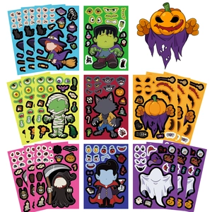 Σετ αυτοκόλλητων Halloween DIY με διάφορους χαρακτήρες τεράτων για παιδιά