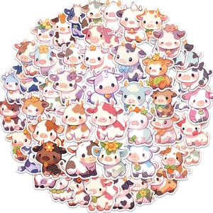 50 pieces of waterproof rainbow baby cow stickers for guitar, laptop and luggage decor