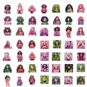 Lot de 50 autocollants de fille dopamine colorés pour ordinateur bagages DIY étanche