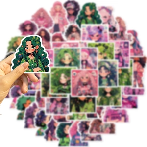 Lot de 50 stickers fille de dessin animé pour décorer ordinateur et bagages