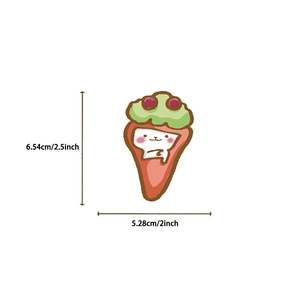 Dimensions détaillées d'un autocollant chat fraise mignon affichant 6,54 cm de hauteur