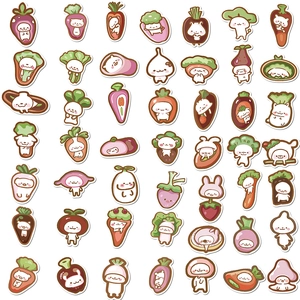 Lot de 50 autocollants de légumes et animaux étanches pour déco DIY d'ordinateur et guitare