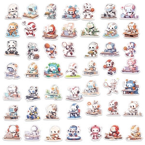 Pack de 50 pegatinas de robots animados impermeables para portátiles y guitarras