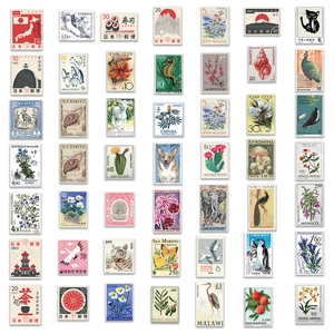 50 pieces of retro cartoon stamp stickers for decorating guitars and luggage