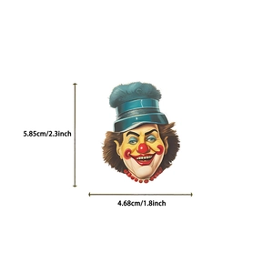 Dettaglio dimensioni dell'adesivo clown cartoon 5,85cm x 4,68cm per decorazioni fai-da-te