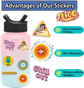 50pcs retro graffiti stickers for laptop and luggage with waterproof vinyl material