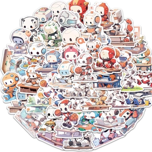Pack de 50 pegatinas de robots de dibujos animados impermeables para portátiles y guitarras