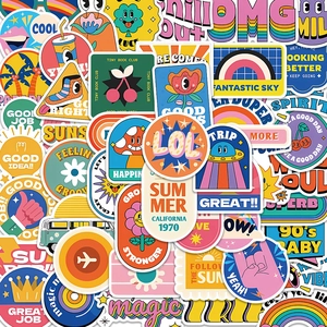 50Pcs Retro Y2K Graffiti Stickers Waterproof PVC Decals For Laptop Guitar Luggage Water Bottle Scrapbooking Decoration