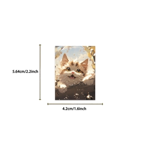 Detailed dimension guide for waterproof cartoon cat sticker measuring 2.2 by 1.6 inches