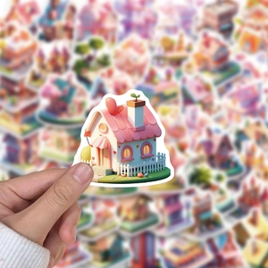 Cute 3D cartoon house sticker with heart roof for laptop DIY waterproof decoration