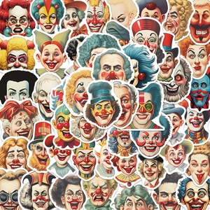 Set di 50 adesivi colorati con graffiti di clown per decorazione fai da te di laptop e chitarre